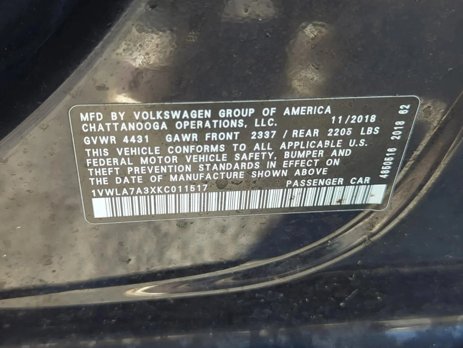 2019 Volkswagen Passat 2.0T Wolfsburg Edition Auto photo 2
