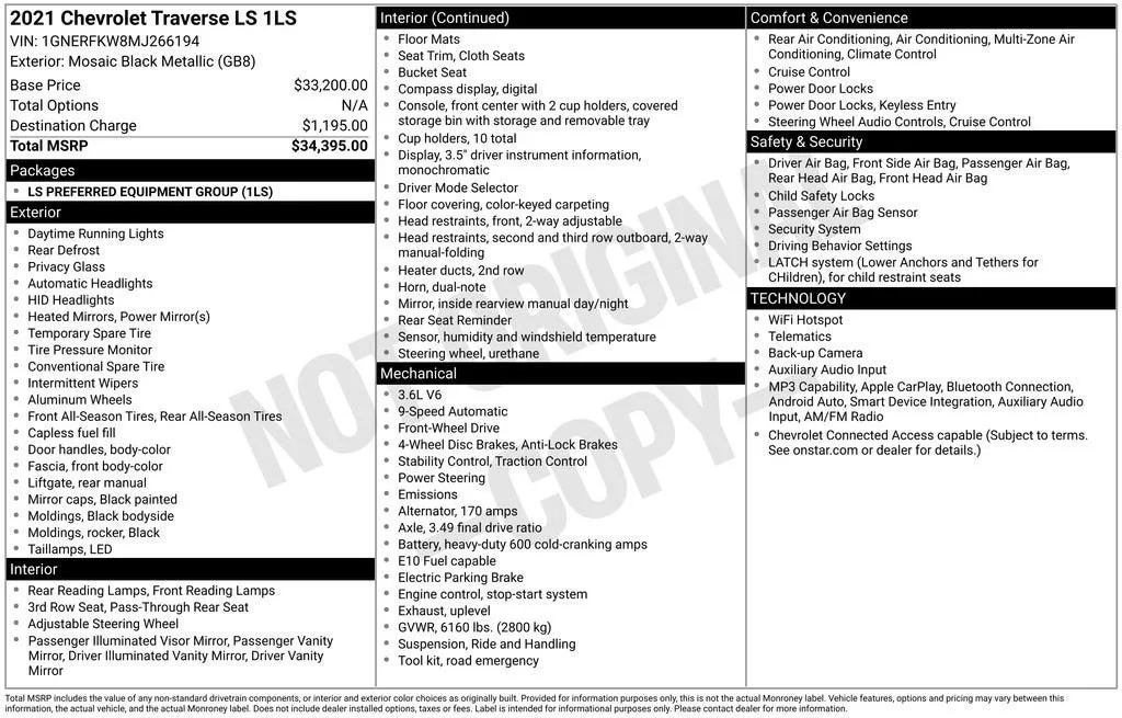 2021 Chevrolet Traverse LS photo 6