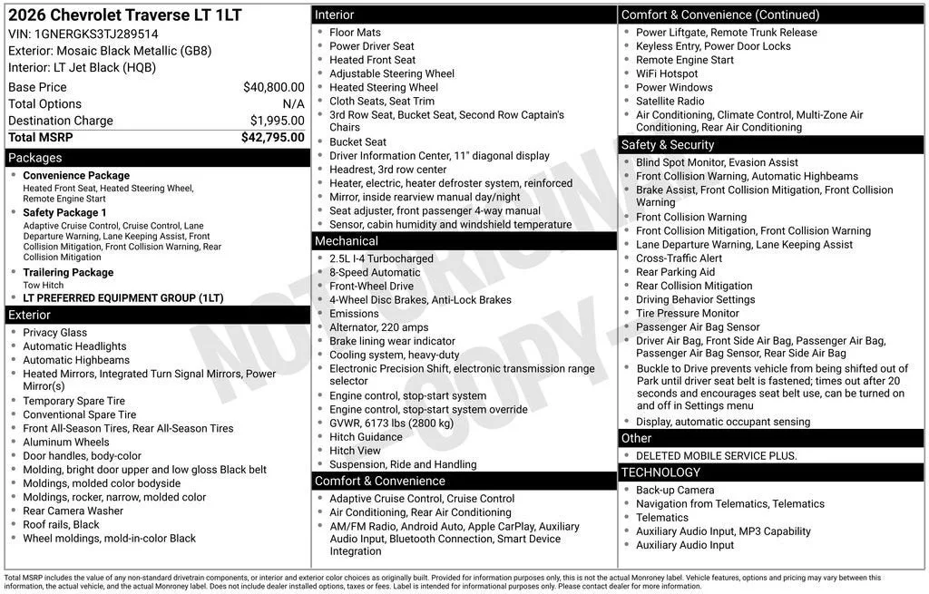 2026 Chevrolet Traverse LT photo 6