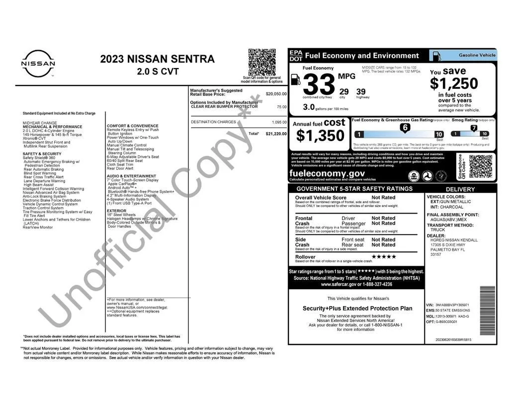 2023 Nissan Sentra S Xtronic CVT photo 6