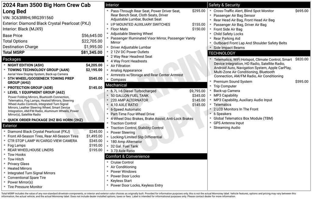 2024 RAM 3500 Big Horn Crew Cab 4x4 8' Box photo 6