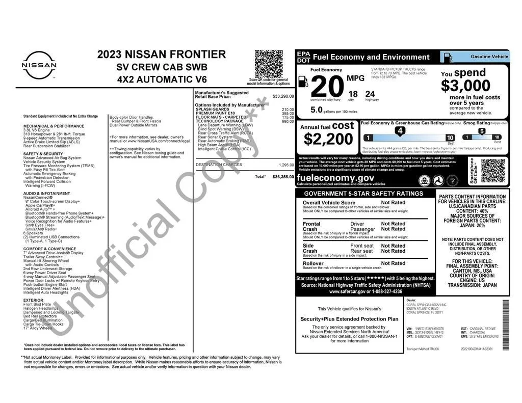 2023 Nissan Frontier Crew Cab SV 4x2 photo 6