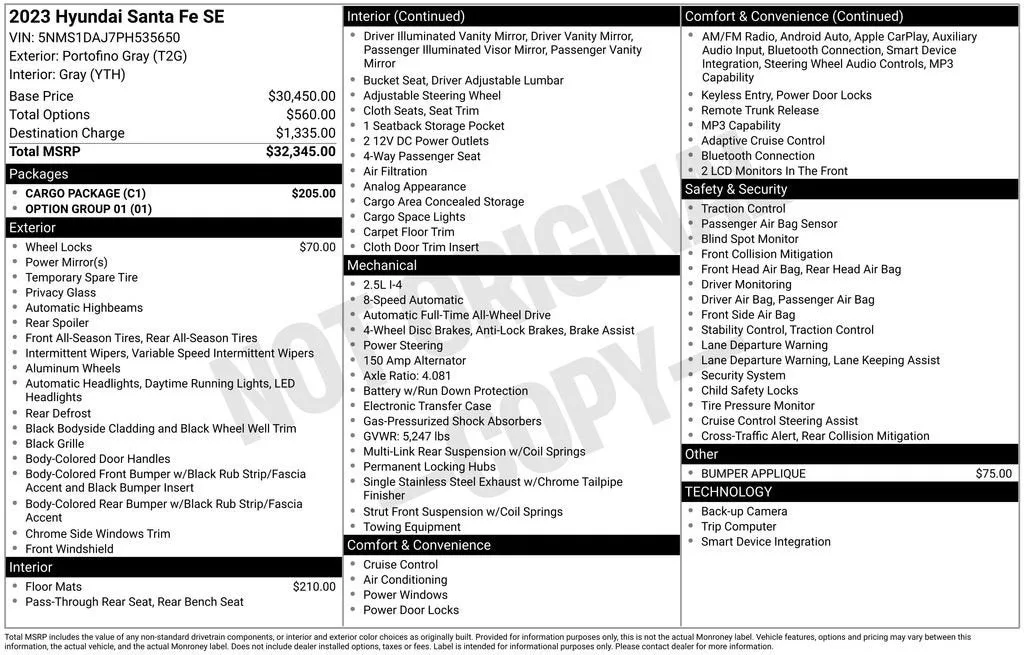 2023 Hyundai Santa Fe SE photo 6
