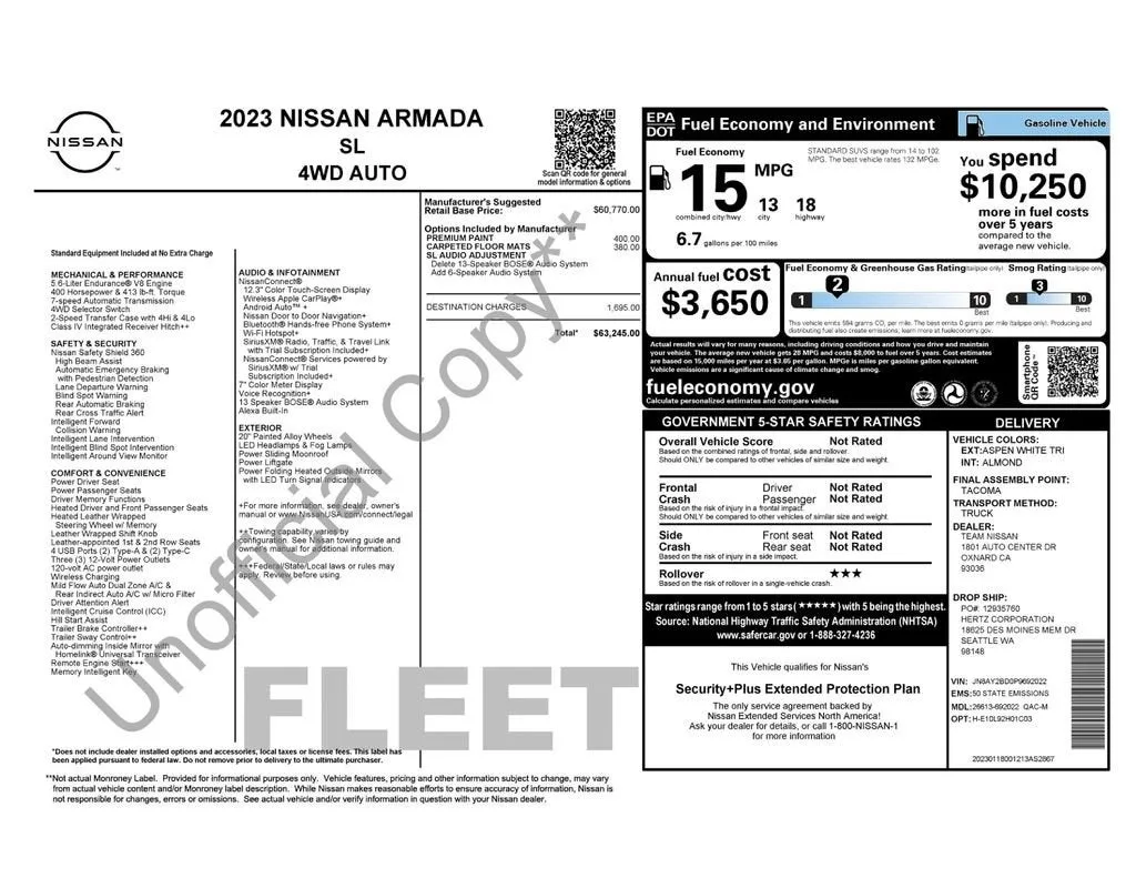 2023 Nissan Armada SL 4WD photo 6