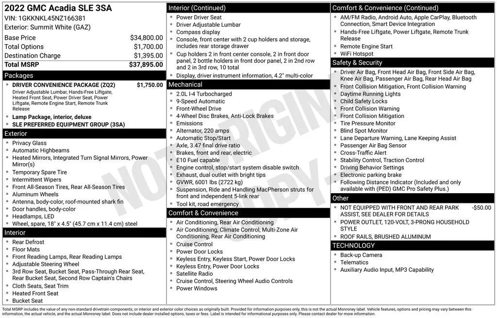 2022 GMC Acadia SLE photo 6