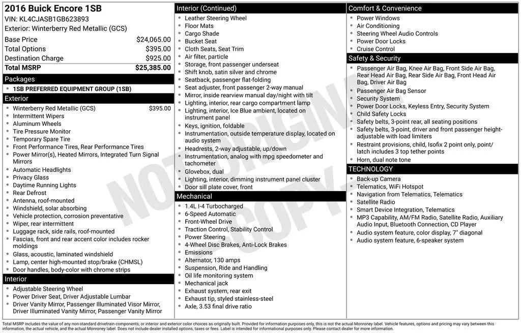 2016 Buick Encore 4DR FWD photo 6