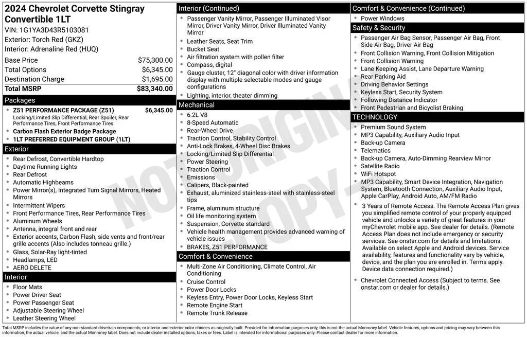 2024 Chevrolet Corvette Stingray 1LT photo 6