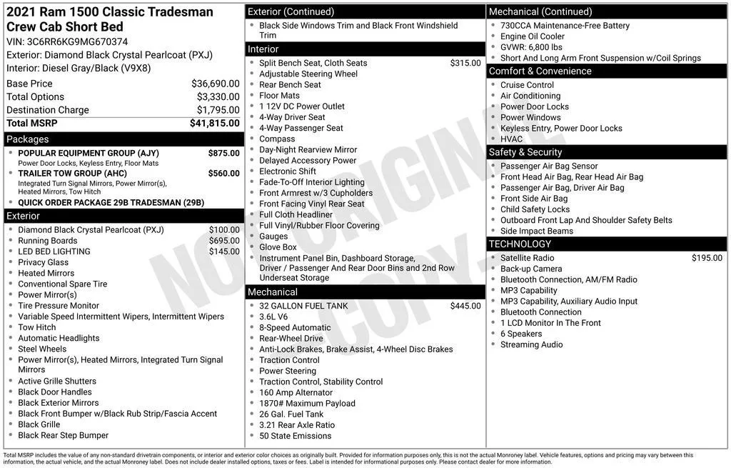 2021 RAM 1500 Classic Tradesman Crew Cab 4x2 5'7" Box photo 6