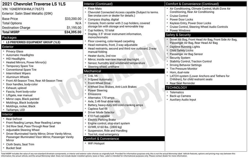 2021 Chevrolet Traverse LS photo 6