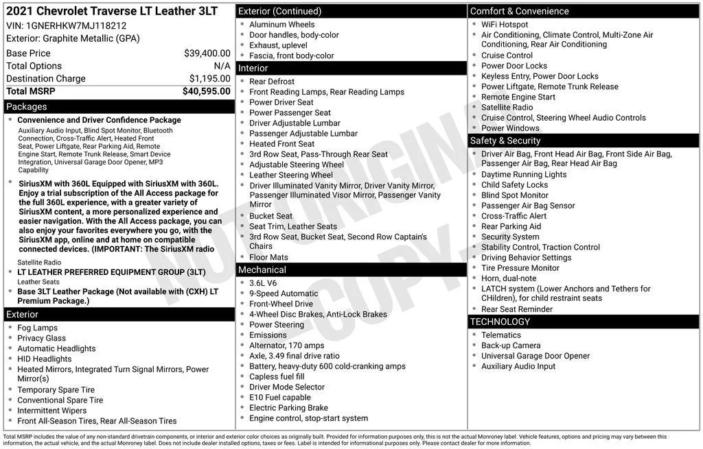 2021 Chevrolet Traverse LT Leather photo 6