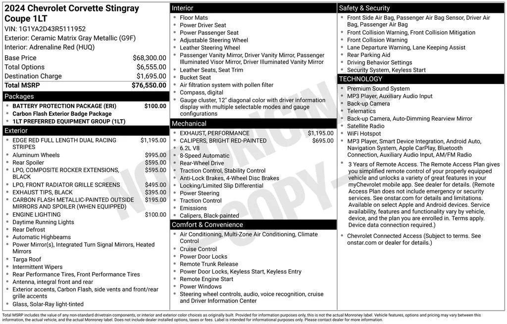 2024 Chevrolet Corvette Stingray 1LT photo 6