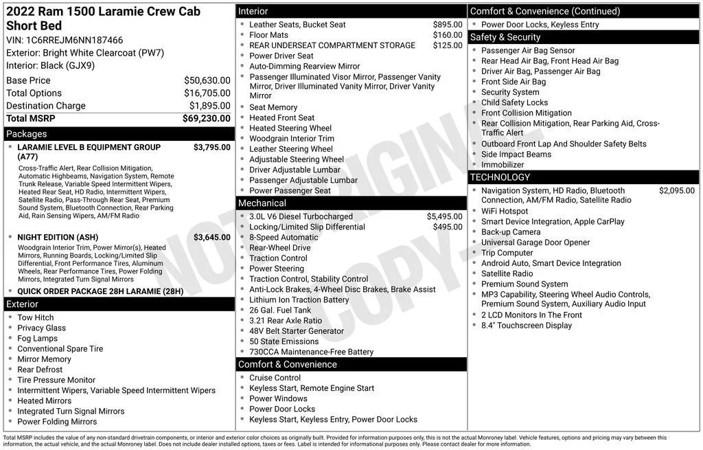2022 RAM 1500 Laramie Crew Cab 4x2 5'7" Box photo 6