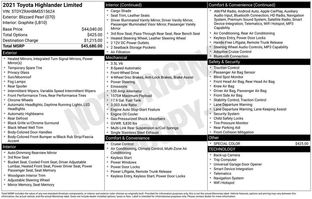 2021 Toyota Highlander Limited photo 6