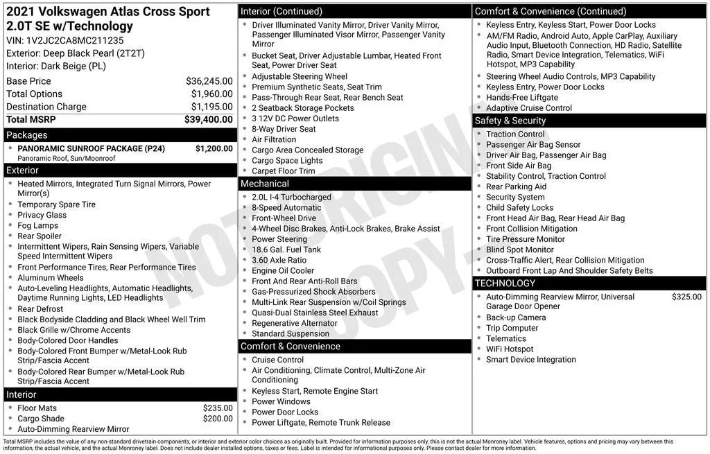2021 Volkswagen Atlas Cross Sport 2.0T SE w/Technology photo 6
