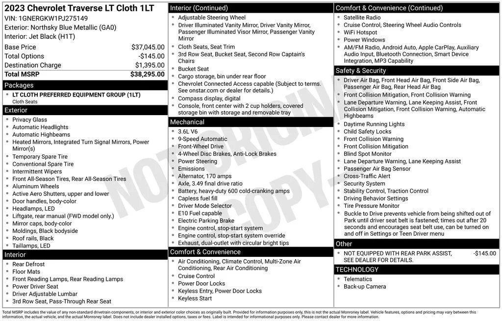 2023 Chevrolet Traverse LT Cloth photo 6