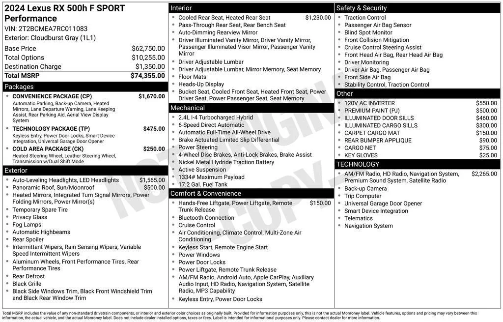2024 Lexus RX RX 500h F SPORT Performance photo 6