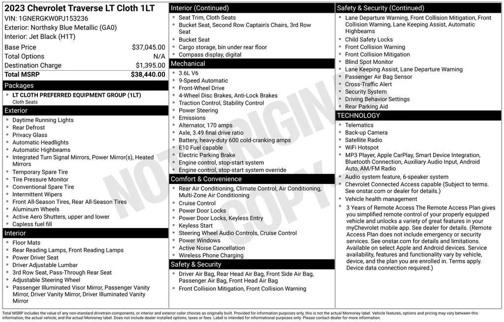 2023 Chevrolet Traverse LT Cloth photo 6