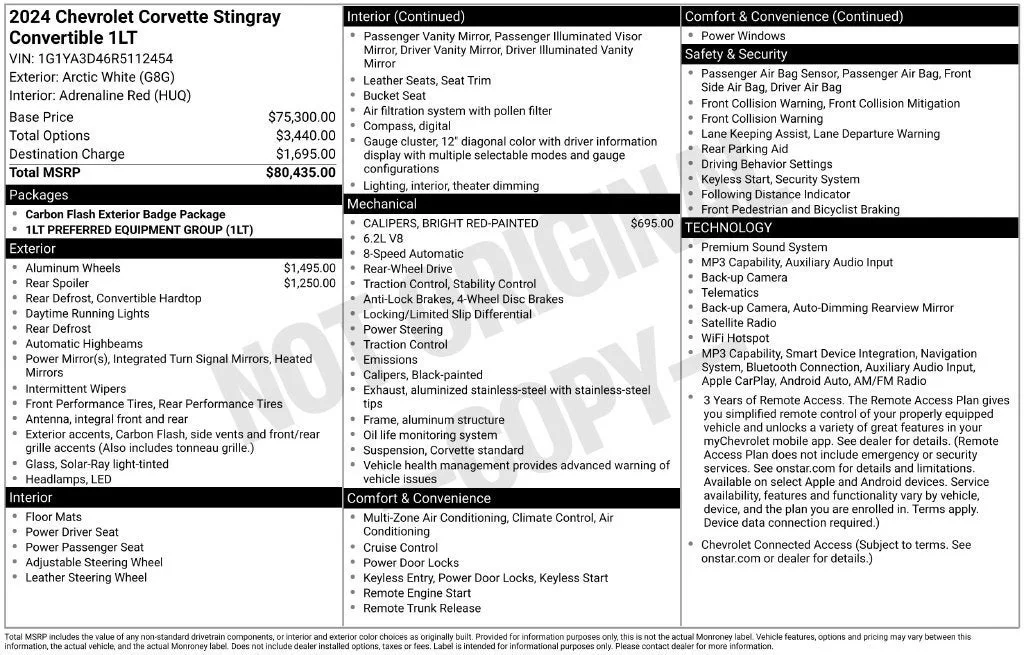 2024 Chevrolet Corvette Stingray 1LT photo 6