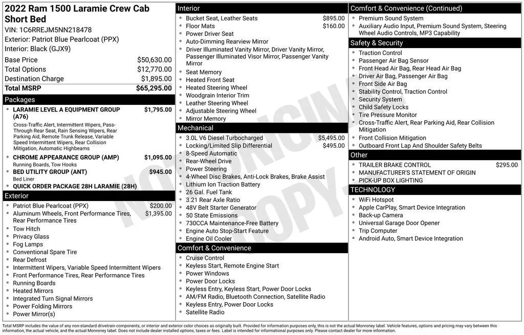 2022 RAM 1500 Laramie Crew Cab 4x2 5'7" Box photo 6