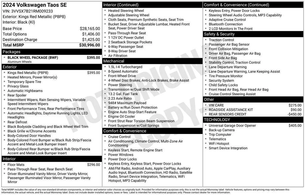 2024 Volkswagen Taos 1.5T SE photo 6