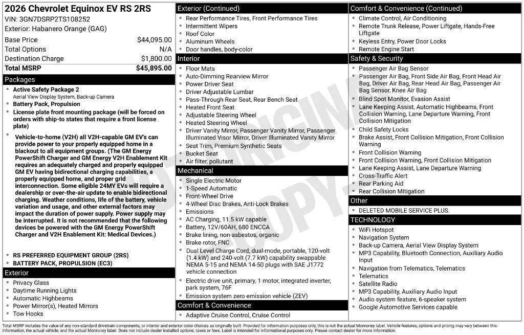 2026 Chevrolet Equinox EV RS photo 6
