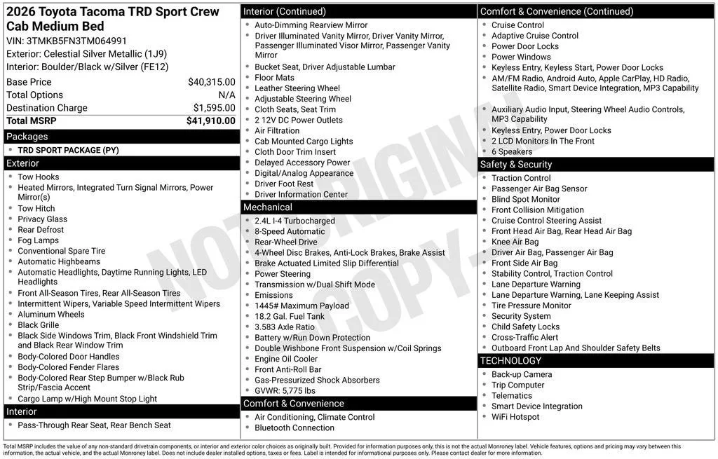 2026 Toyota Tacoma TRD Sport photo 6