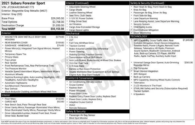 2021 Subaru Forester Sport photo 7