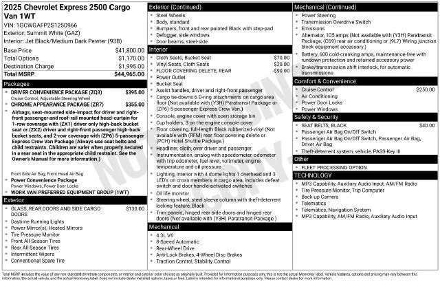 2025 Chevrolet Express Cargo WT photo 7