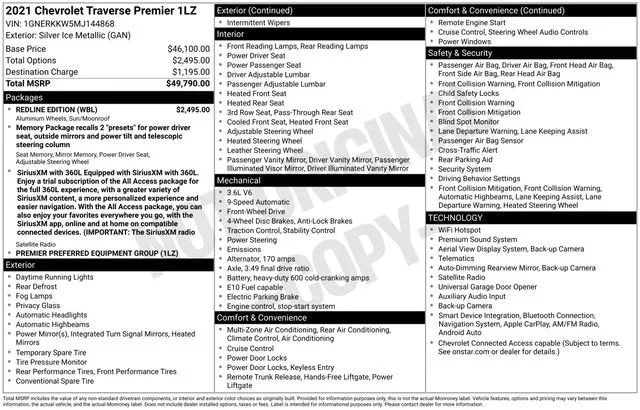 2021 Chevrolet Traverse Premier photo 7