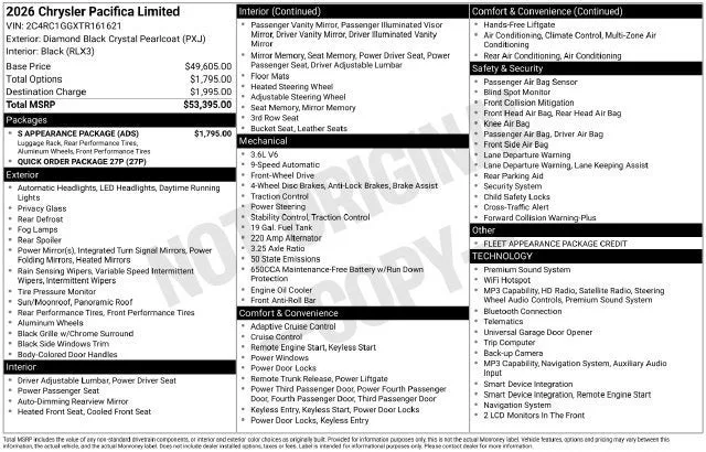 2026 Chrysler Pacifica Limited photo 7