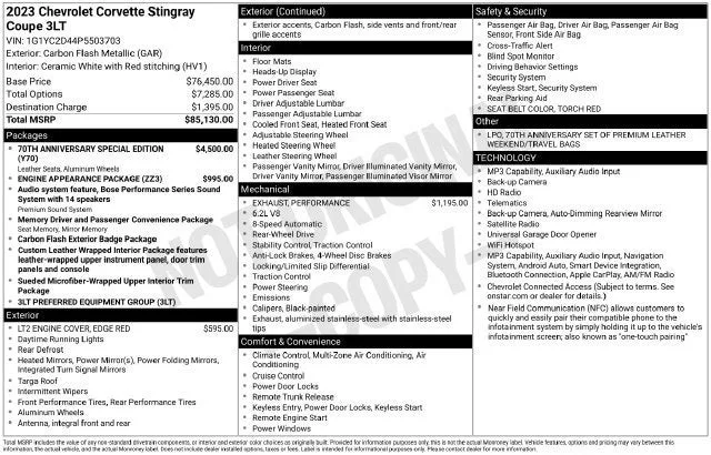2023 Chevrolet Corvette Stingray 3LT photo 2