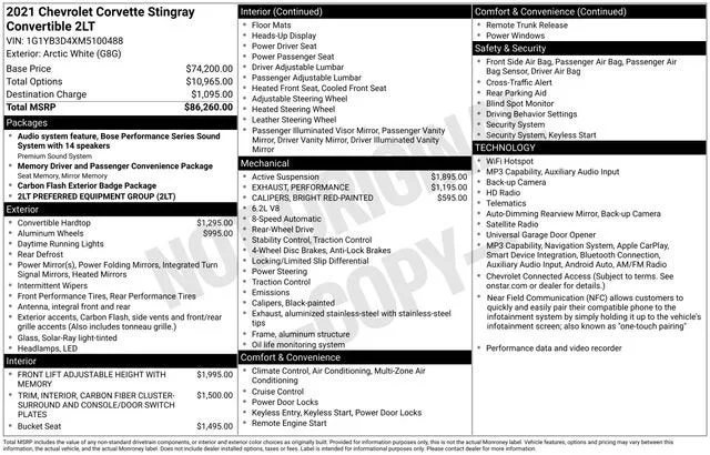 2021 Chevrolet Corvette Stingray 2LT photo 7
