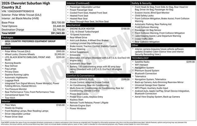 2026 Chevrolet Suburban High Country photo 7