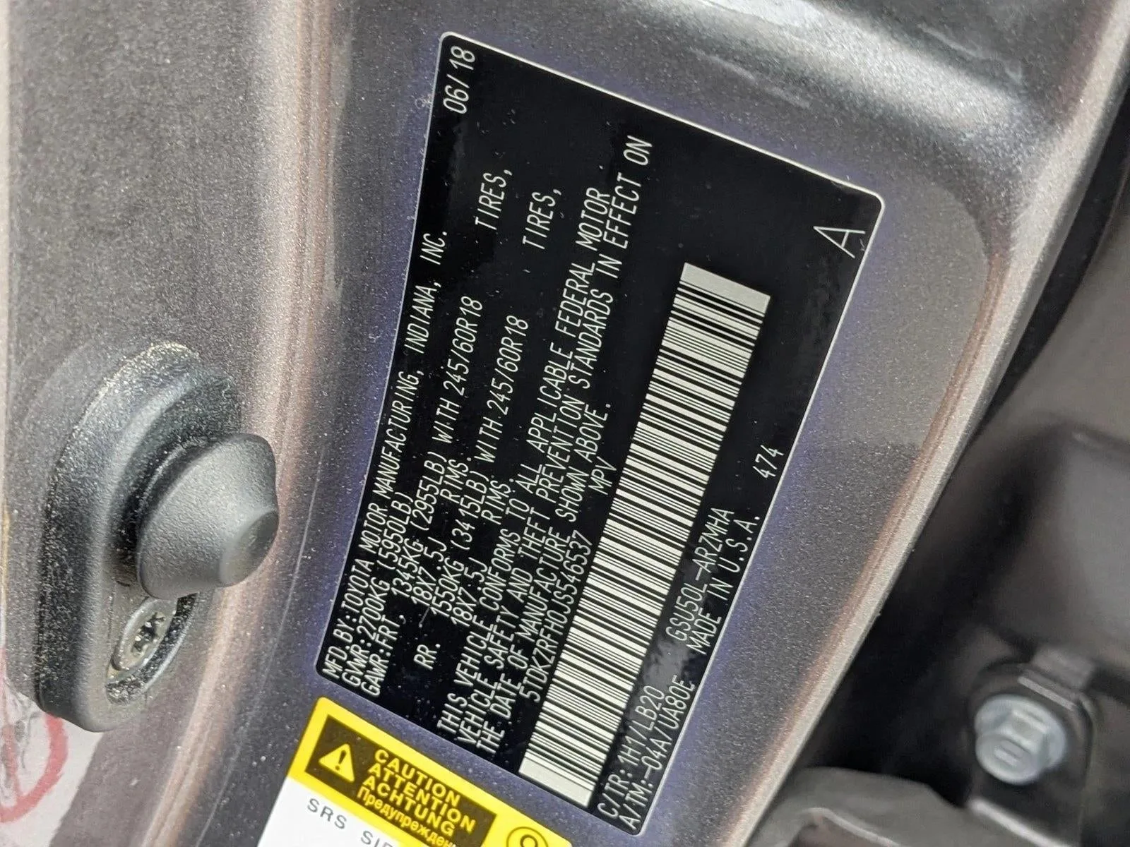 2018 Toyota Highlander XLE V6 FWD (Natl) photo 10