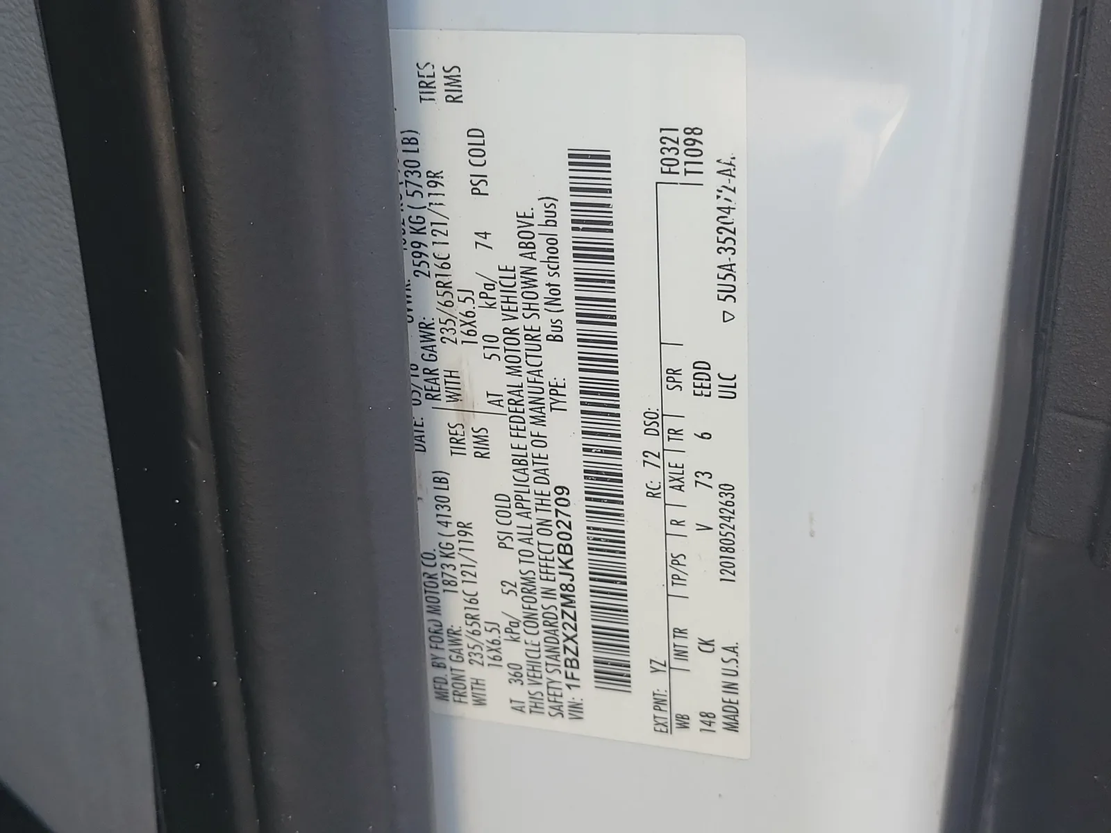 2018 Ford Transit Passenger Wagon XLT photo 35