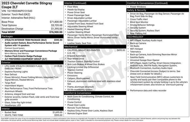 2023 Chevrolet Corvette Stingray 2LT photo 7