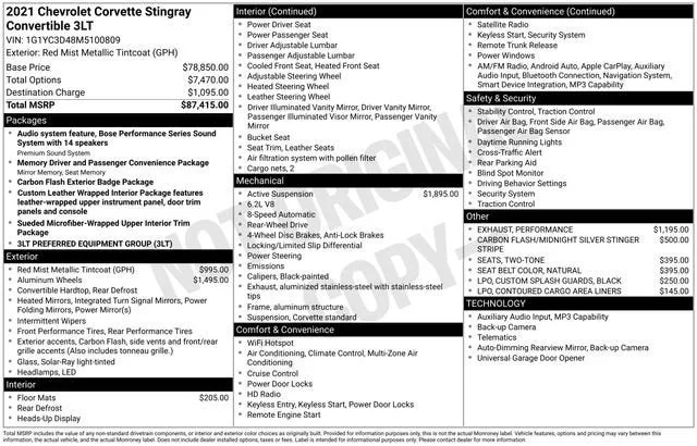 2021 Chevrolet Corvette Stingray 3LT photo 7