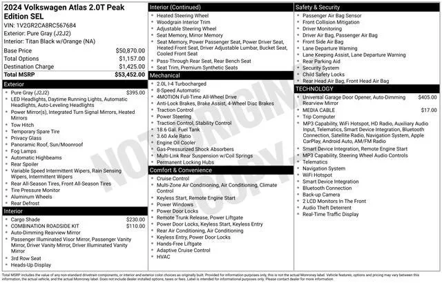 2024 Volkswagen Atlas 2.0T Peak Edition SEL photo 2