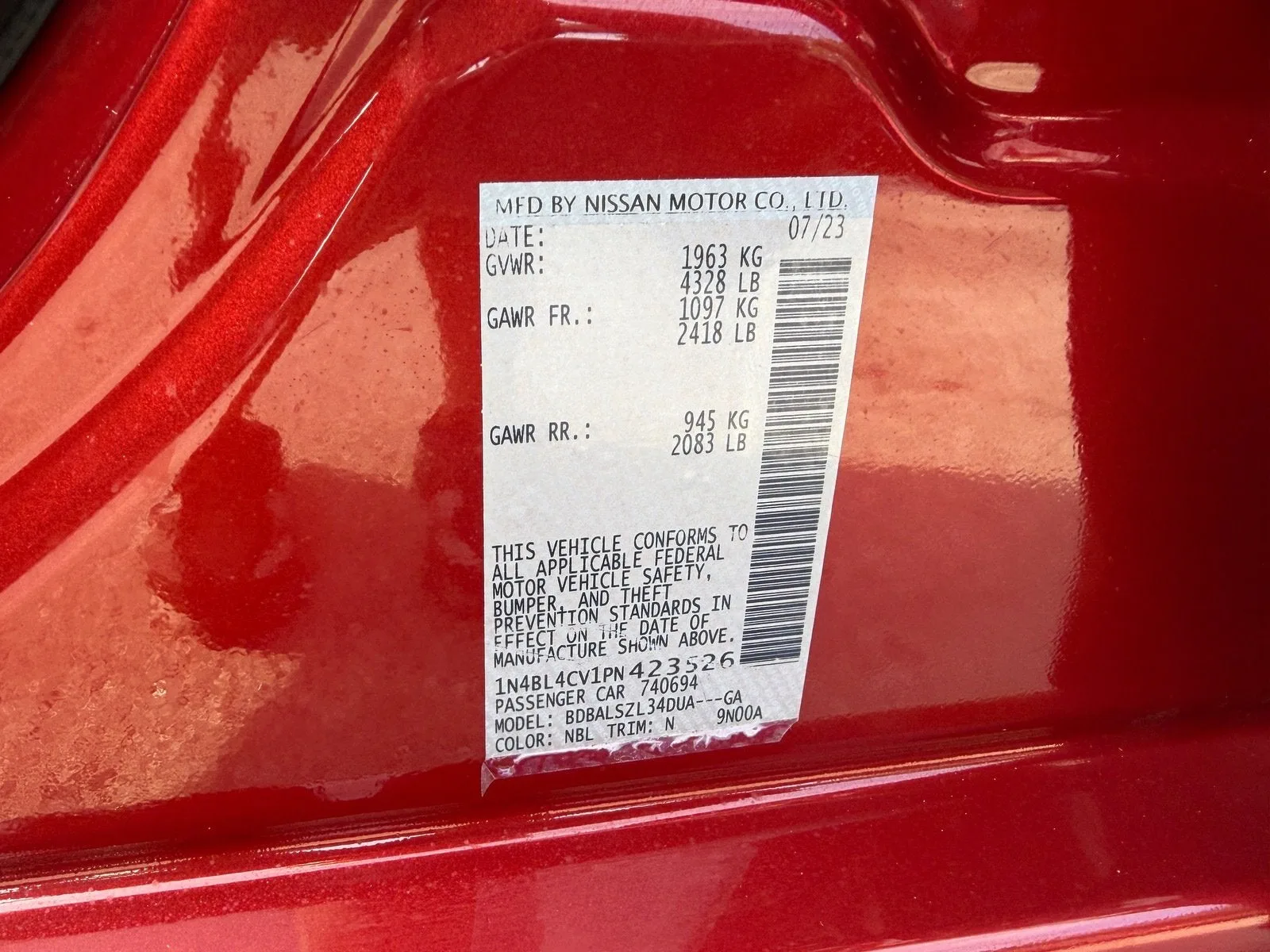 2023 Nissan Altima SR photo 21